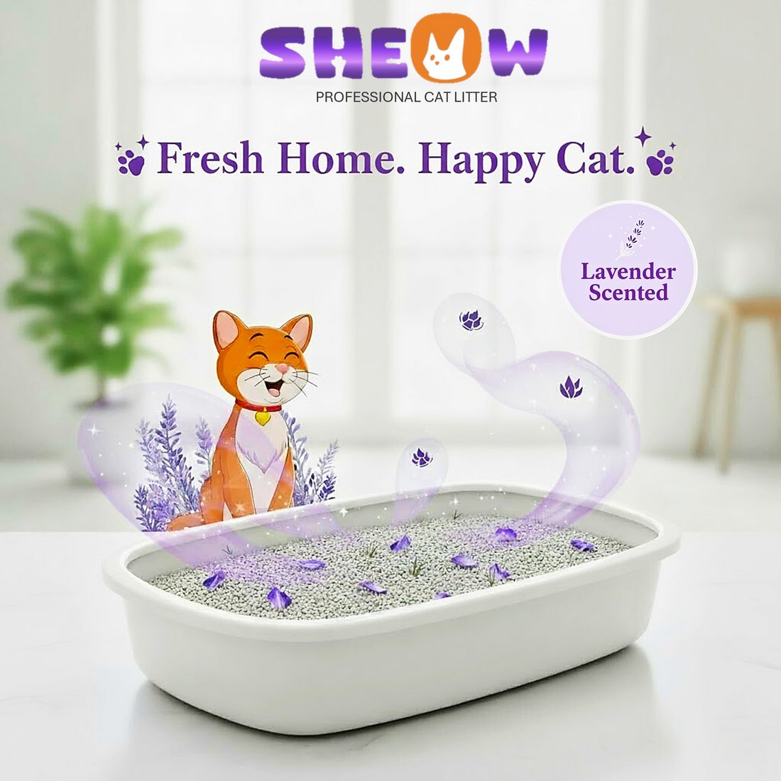 Sheow Professional Bentonite Cat Litter – Lavender Scent (5kg)